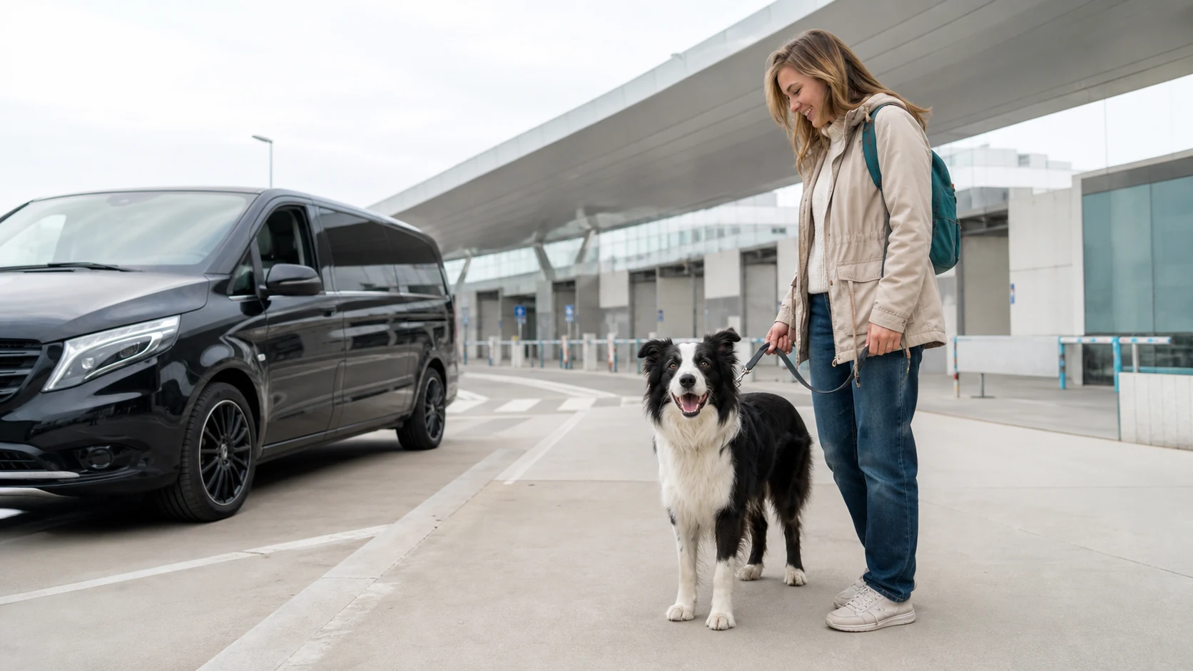Pet check-in area before a vehicle boards LeShuttle at Calais