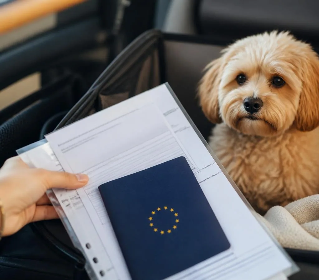 Pet travel documents arranged for a dog or cat entering Great Britain
