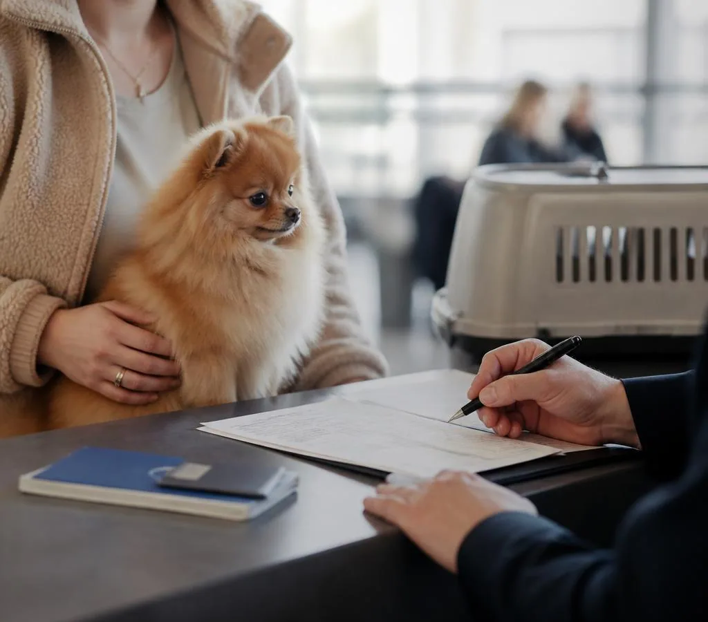 Pet travel documents arranged for a dog or cat entering Great Britain
