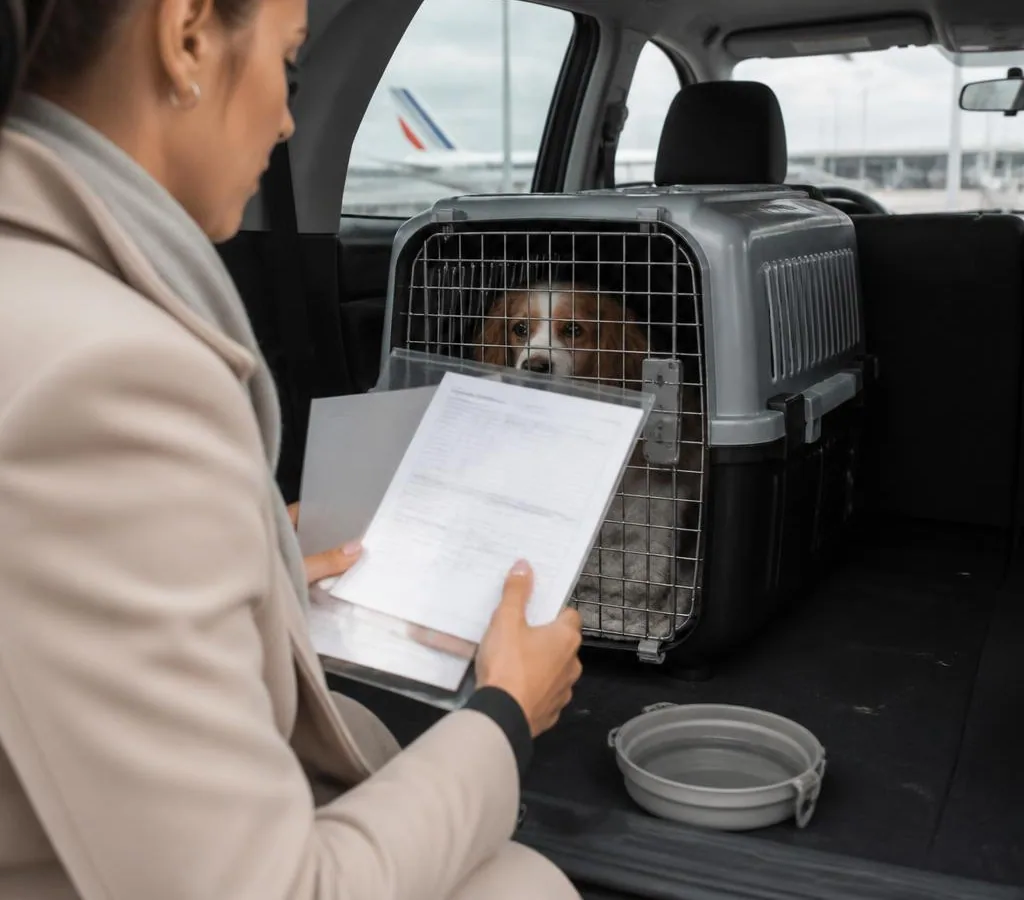 Pet travel documents prepared for a journey from France to the UK