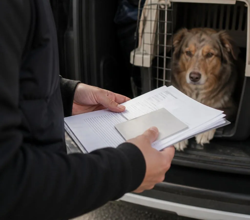 Pet travel documents arranged for a dog or cat entering Great Britain