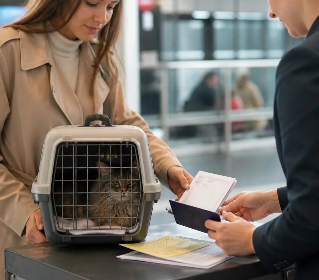Pet travel documents arranged for a dog or cat entering Great Britain