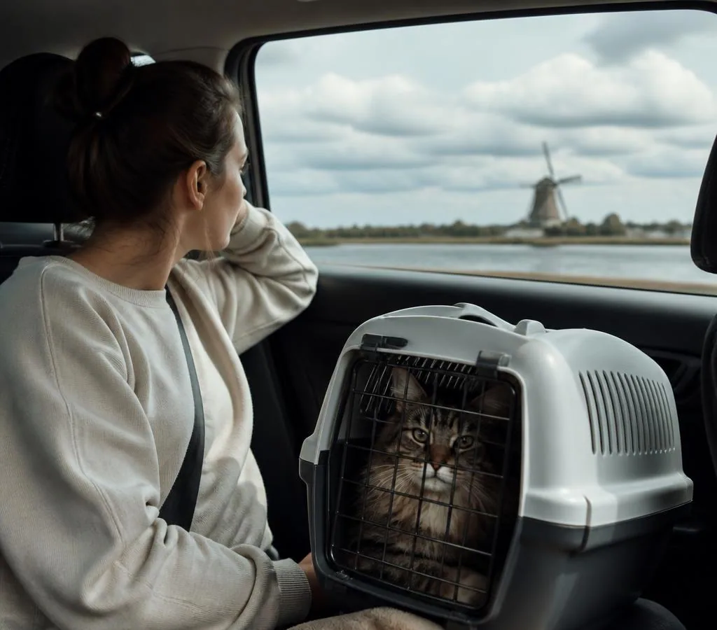 Passengers travelling with their dog inside a private vehicle